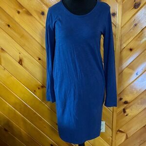 Duluth Trading Small Long Sleeve Knit Dress Women's Casual Comfy Blue